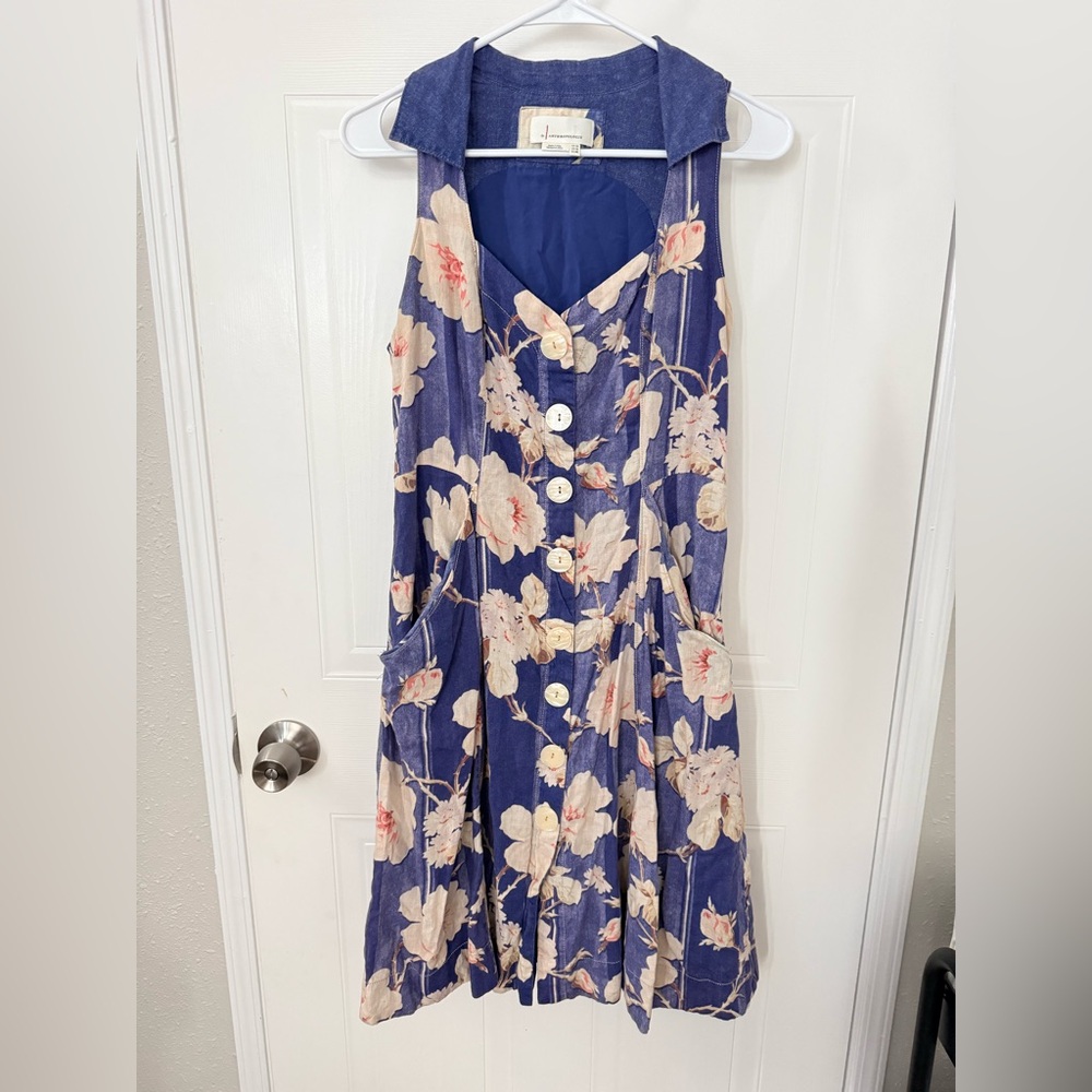 Anthropologie Camellia Blue collard dress